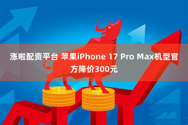 涨啦配资平台 苹果iPhone 17 Pro Max机型官方降价300元